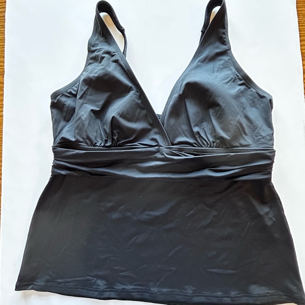 Lands' End Black Halter Swim Top Women's Size L (14-16)